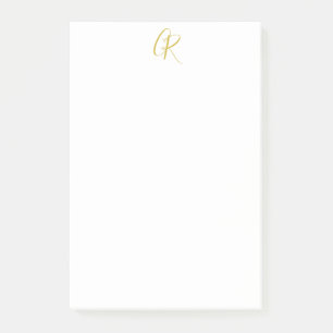 Calligraphy Gold Color Monogram Modern Minimalist  Post-it Notes