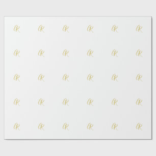 Calligraphy Gold Color Monogram Modern Minimalist Wrapping Paper