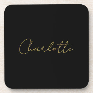 Calligraphy Gold Colour Black Custom Personal Edit Coaster
