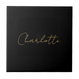 Calligraphy Gold Colour Black Custom Personal Edit Tile