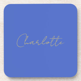 Calligraphy Gold Colour Deep Royal Custom Name Coaster
