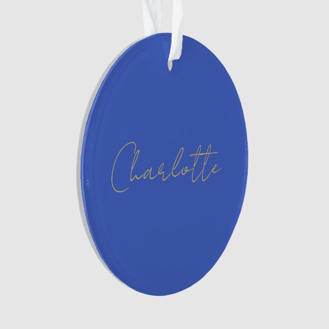 Calligraphy Gold Colour Deep Royal Custom Name Ornament (Front)