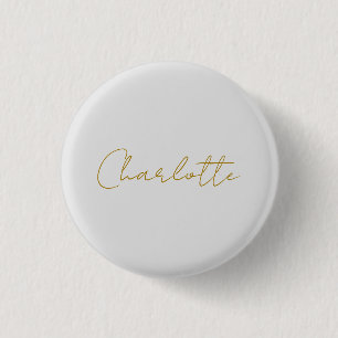 Calligraphy Gold Colour Grey Custom Personal Edit 3 Cm Round Badge