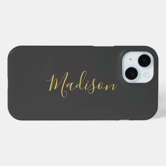 Calligraphy Gold Colour Grey Custom Personal Edit Case-Mate iPhone Case (Back (Horizontal))