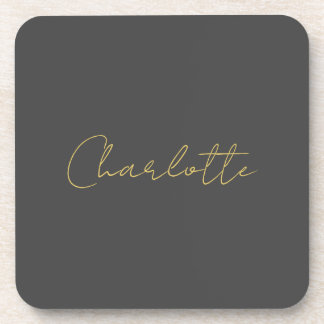 Calligraphy Gold Colour Grey Custom Personal Edit Coaster