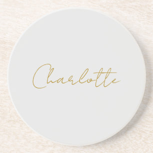 Calligraphy Gold Colour Grey Custom Personal Edit Coaster