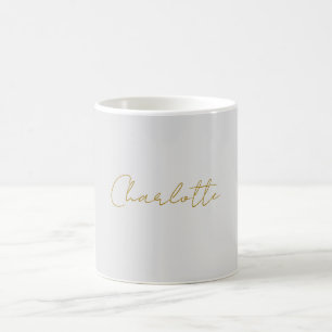 Calligraphy Gold Colour Grey Custom Personal Edit Coffee Mug