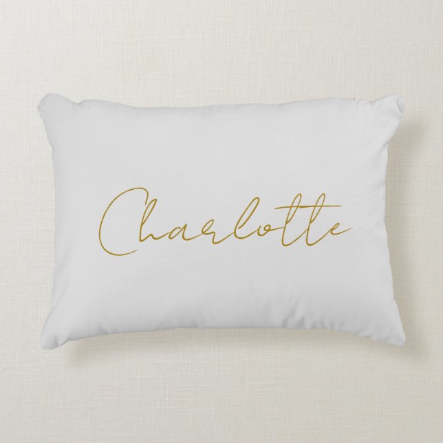 Calligraphy Gold Colour Grey Custom Personal Edit Decorative Cushion (Front)