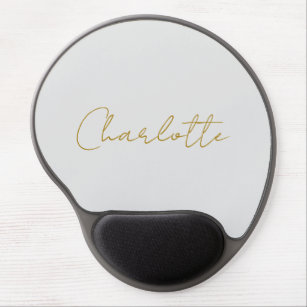 Calligraphy Gold Colour Grey Custom Personal Edit Gel Mouse Mat