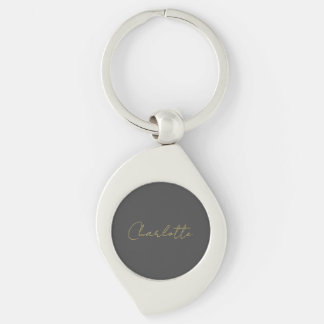 Calligraphy Gold Colour Grey Custom Personal Edit Key Ring