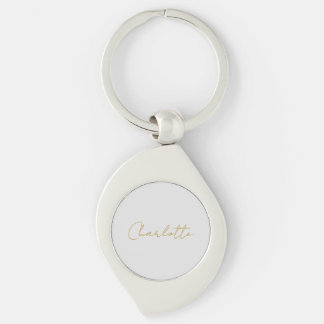 Calligraphy Gold Colour Grey Custom Personal Edit Key Ring