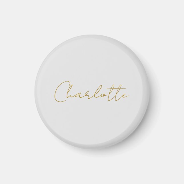Calligraphy Gold Colour Grey Custom Personal Edit Magnet (Front)