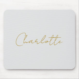 Calligraphy Gold Colour Grey Custom Personal Edit Mouse Mat