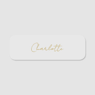 Calligraphy Gold Colour Grey Custom Personal Edit Name Tag