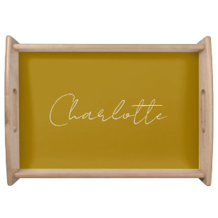 Calligraphy Gold Colour Grey Custom Personal Edit Serving Tray