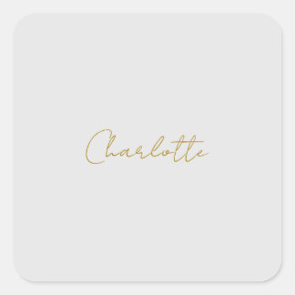 Calligraphy Gold Colour Grey Custom Personal Edit Square Sticker