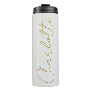 Calligraphy Gold Colour Grey Custom Personal Edit Thermal Tumbler