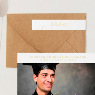 calligraphy gold foil customisable graduation wrap around label