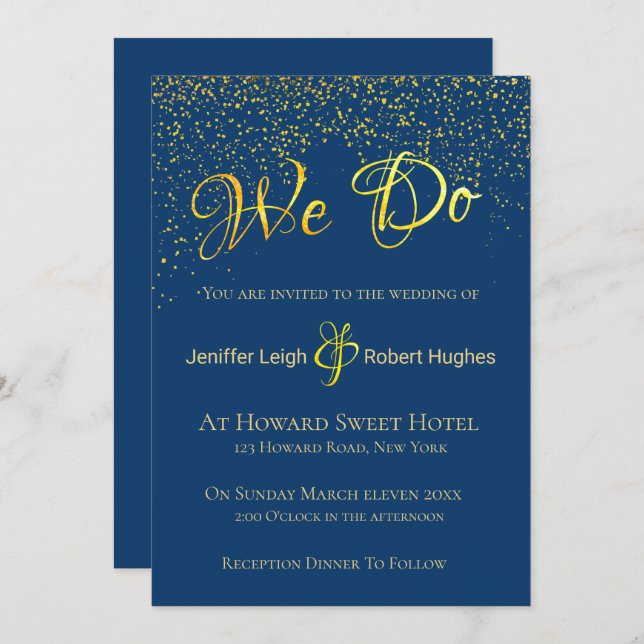 Calligraphy Gold Foil Wedding Invitation (Front/Back)