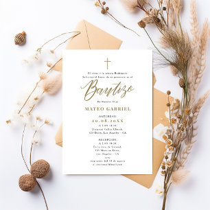 Calligraphy Gold Formal Invitacione De Bautizo Invitation