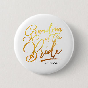 Calligraphy Gold Grandma of the bride elegant 6 Cm Round Badge