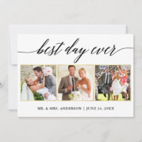 Calligraphy Gold Wedding 3 Photo Best Day Ever