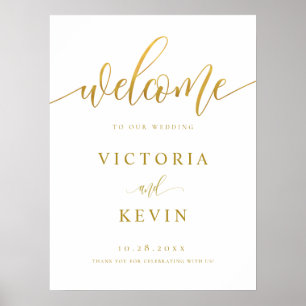 Calligraphy Gold Wedding Welcome Sign