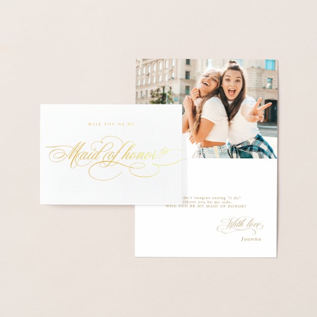 Calligraphy Gold Will You Be My Maid of Honour Foil Card (Display)