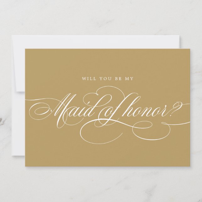 Calligraphy Gold Will You Be My Maid of Honour  Invitation (Front)