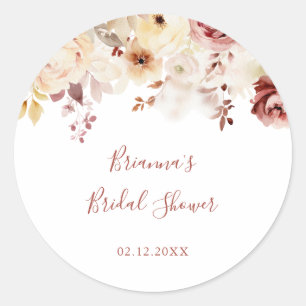 Calligraphy Graceful Floral Bridal Shower Favour Classic Round Sticker