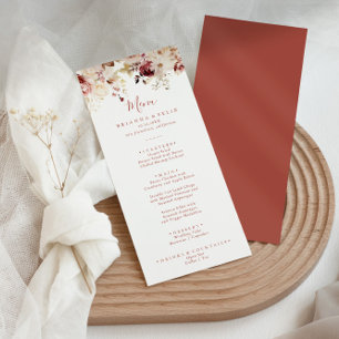 Calligraphy Graceful Floral Dinner Menu
