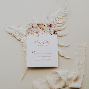 Calligraphy Graceful Floral RSVP Card