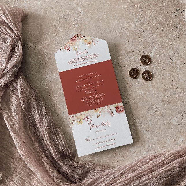Calligraphy Graceful Floral Wedding     All In One Invitation (Creator Uploaded)