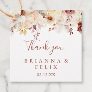 Calligraphy Graceful Floral Wedding Favour Tags
