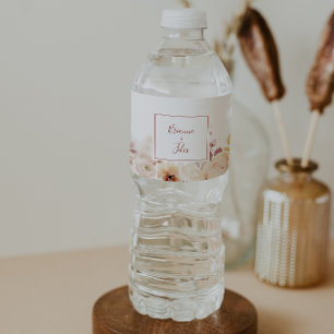 Calligraphy Graceful Floral Wedding Water Bottle Label