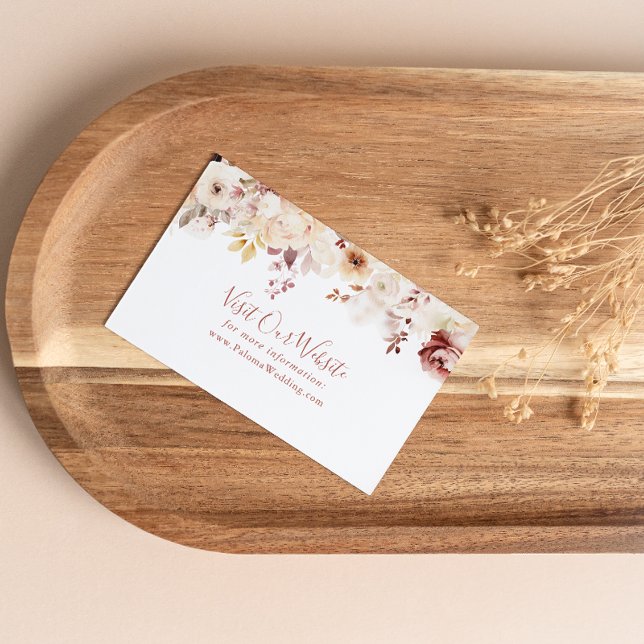 Calligraphy Graceful Floral Wedding Website Enclosure Card (Creator Uploaded)
