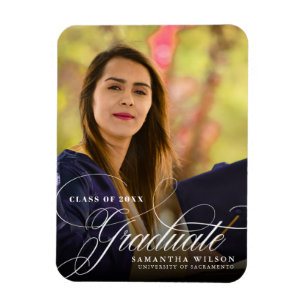 Calligraphy Graduation Announcement Photo Magnet