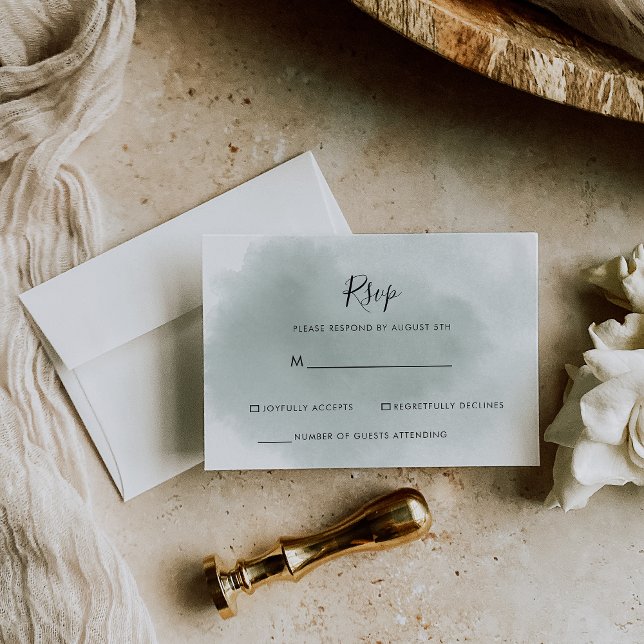 Calligraphy Green and White RSVP Card (Creator Uploaded)