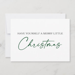 Calligraphy Green Ink Pen Minimalist Christmas Holiday Card