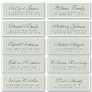 Calligraphy Green Wedding Guest Address Labels
