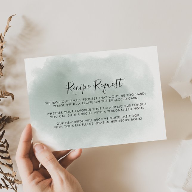 Calligraphy Green White Wedding Recipe Request   Enclosure Card (Creator Uploaded)