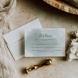 Calligraphy Green White Wedding Song Request Card
