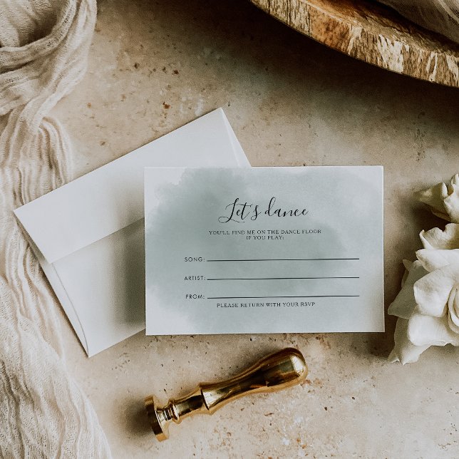 Calligraphy Green White Wedding Song Request Card (Creator Uploaded)