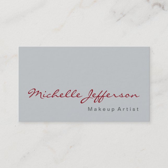 Calligraphy Grey Makeup Artist Business Card (Front)