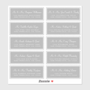 Calligraphy Grey Wedding Guest Address Labels