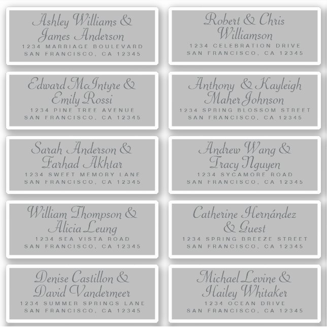 Calligraphy Guest Address Labels ORDER 6” or 8”! (Front)