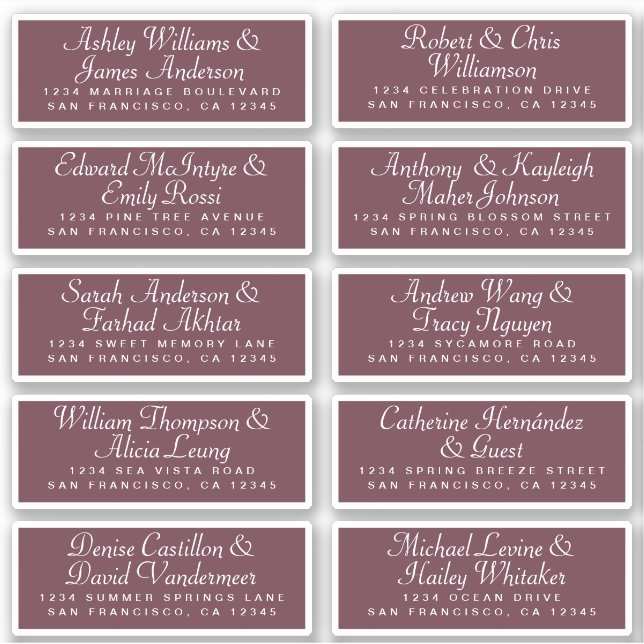 Calligraphy Guest Address Labels ORDER 6” or 8”! (Front)