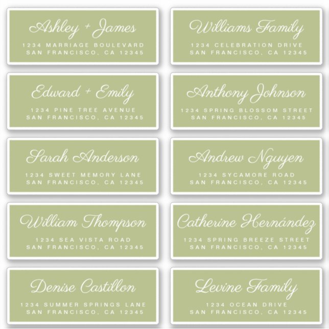 Calligraphy Guest Address Labels ORDER 6” or 8”! (Front)