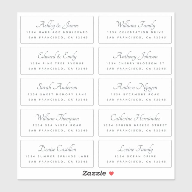 Calligraphy Guest Address Labels ORDER ON 8" or 6" (Sheet)