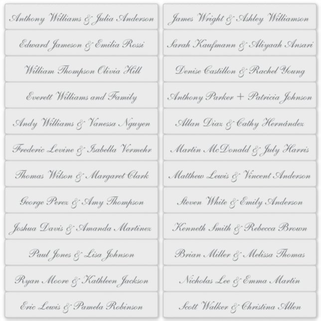 Calligraphy Guest Names Labels Transparent (Front)